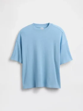Dziecięcy T-shirt oversize z dzianiny waflowej