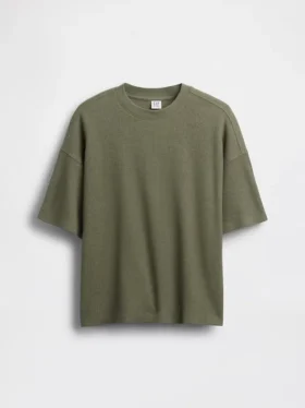 Dziecięcy T-shirt oversize z dzianiny waflowej