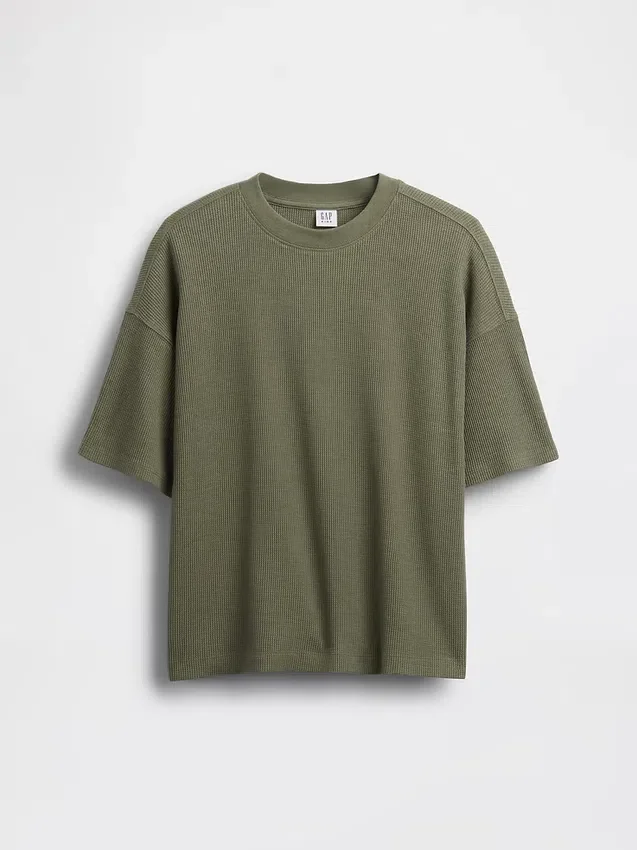 Dziecięcy T-shirt oversize z dzianiny waflowej