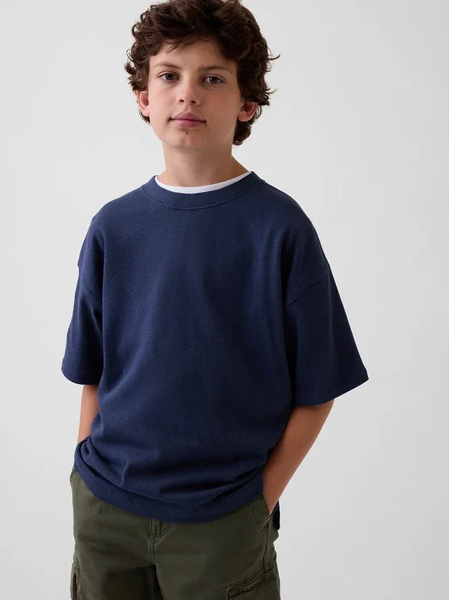Dziecięcy T-shirt oversize z grubej dzianiny