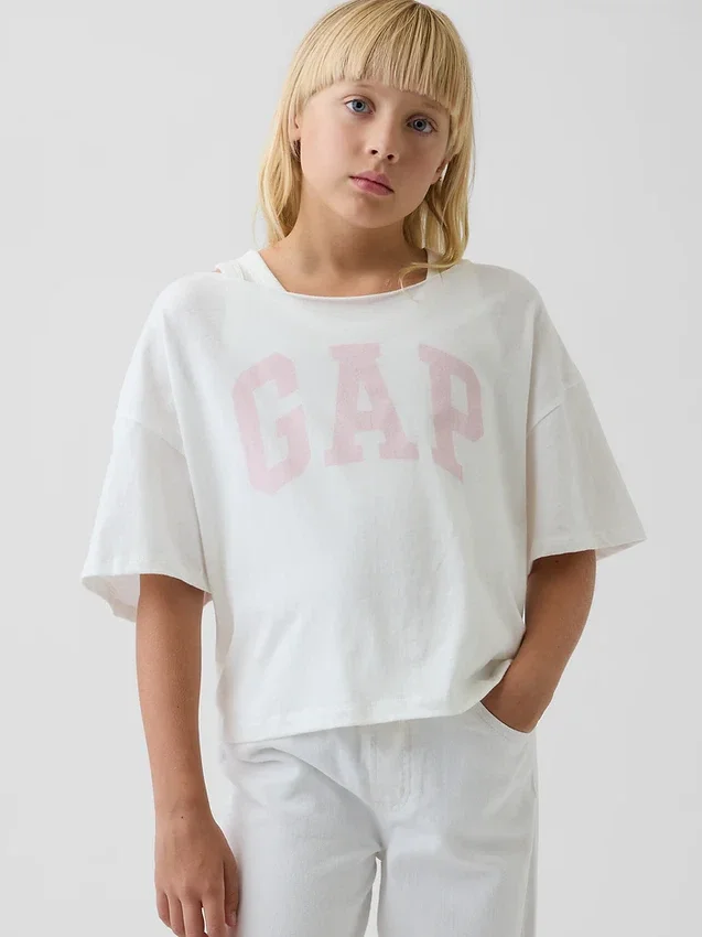 Dziecięcy T-shirt oversize z szerokim dekoltem