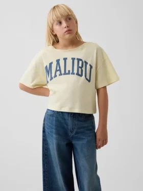 Dziecięcy T-shirt oversize z szerokim dekoltem