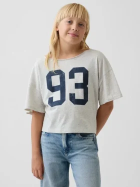 Dziecięcy T-shirt oversize z szerokim dekoltem
