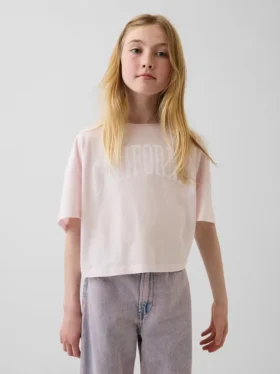 Dziecięcy T-shirt oversize z szerokim dekoltem