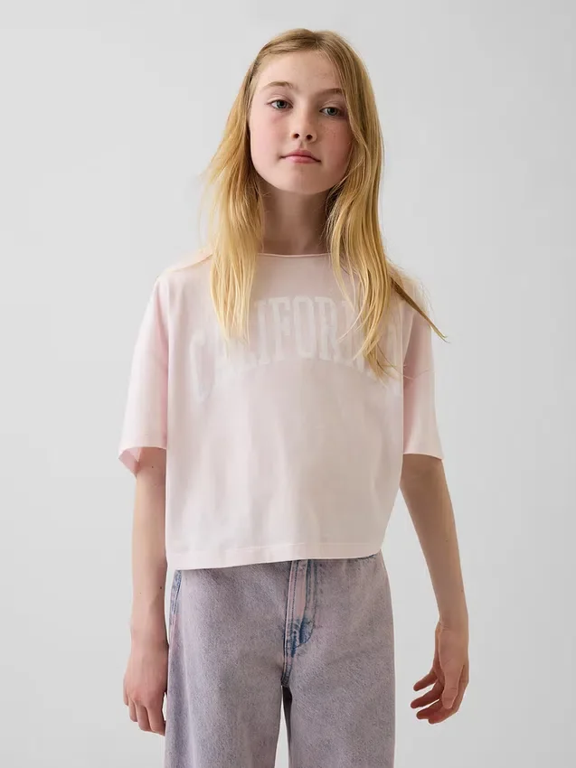 Dziecięcy T-shirt oversize z szerokim dekoltem