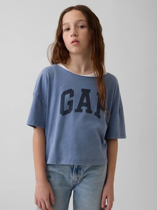 Dziecięcy T-shirt oversize z szerokim dekoltem