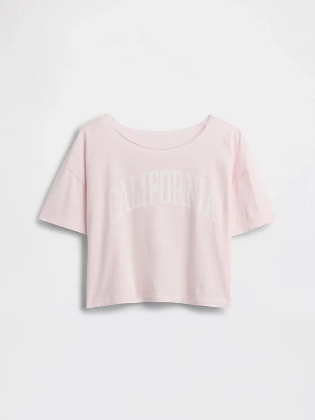 Dziecięcy T-shirt oversize z szerokim dekoltem