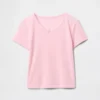 Dziecięcy T-shirt piżamowy z dzianiny typu pointelle z recyklingu