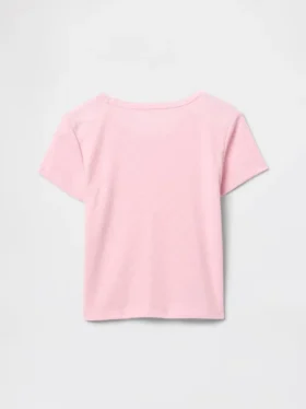 Dziecięcy T-shirt piżamowy z dzianiny typu pointelle z recyklingu