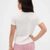 Dziecięcy T-shirt piżamowy z dzianiny typu pointelle z recyklingu