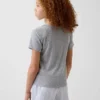 Dziecięcy T-shirt piżamowy z dzianiny typu pointelle z recyklingu