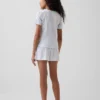 Dziecięcy T-shirt piżamowy z dzianiny typu pointelle z recyklingu