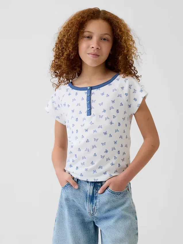 Dziecięcy T-shirt raglanowy typu Henley