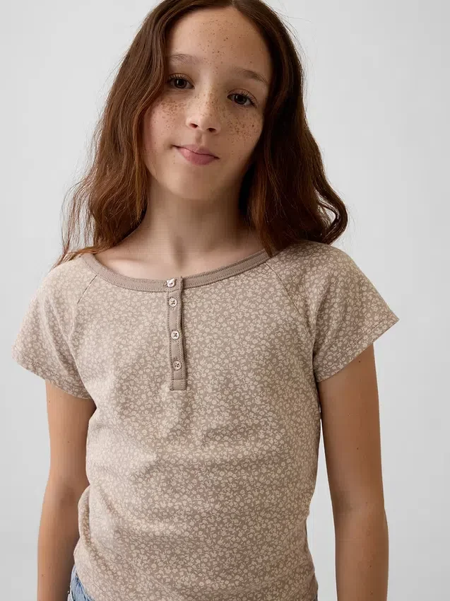 Dziecięcy T-shirt raglanowy typu Henley