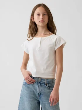 Dziecięcy T-shirt raglanowy typu Henley