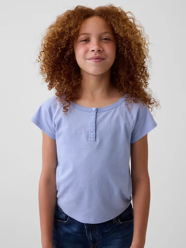 Dziecięcy T-shirt raglanowy typu Henley