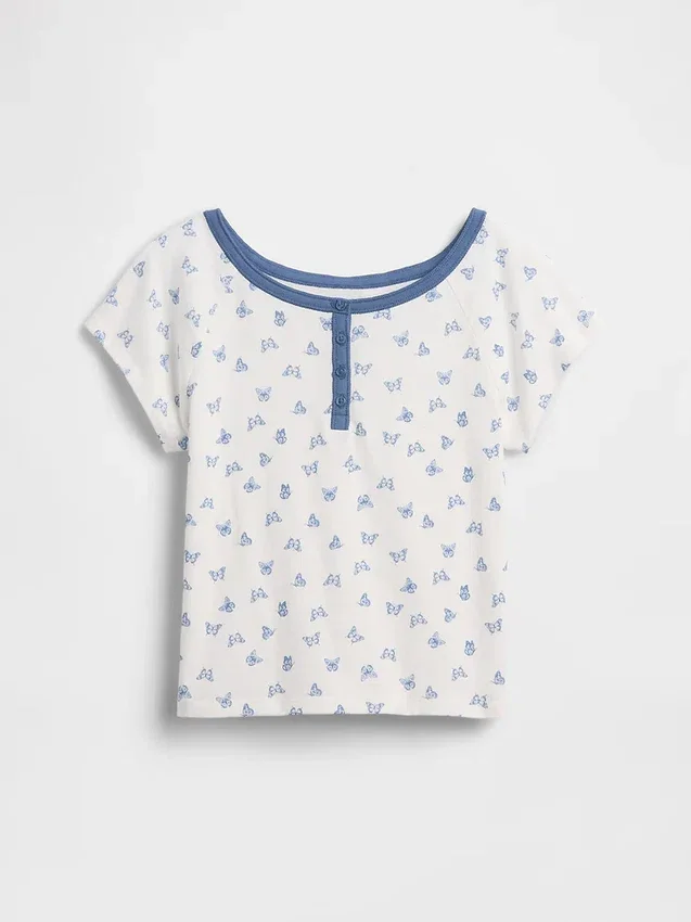 Dziecięcy T-shirt raglanowy typu Henley