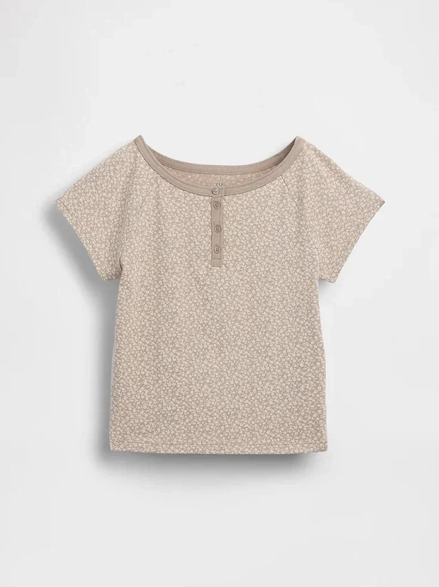 Dziecięcy T-shirt raglanowy typu Henley