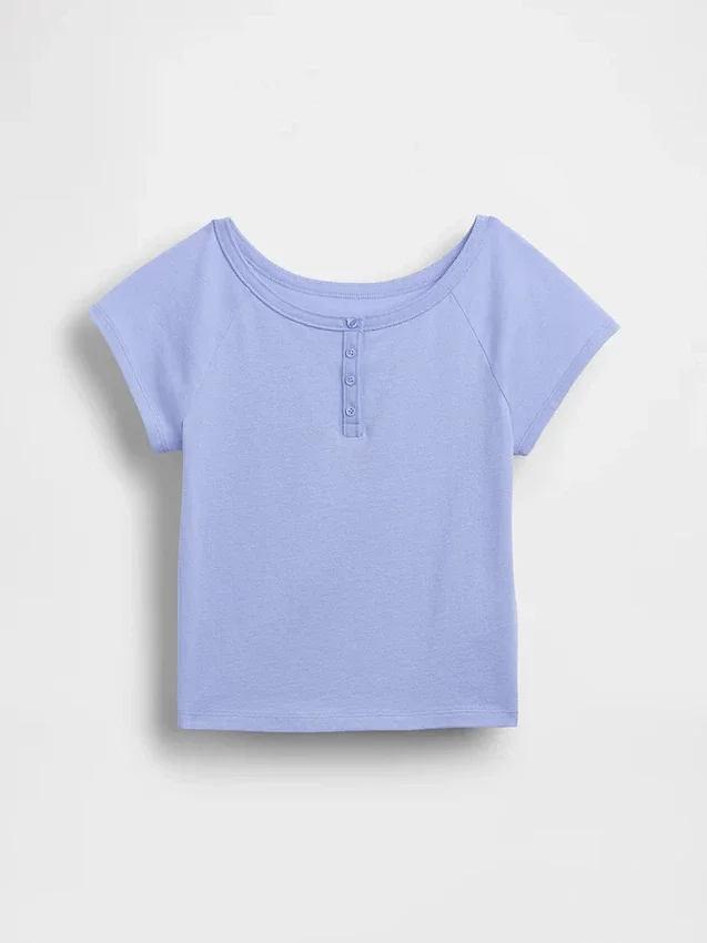 Dziecięcy T-shirt raglanowy typu Henley