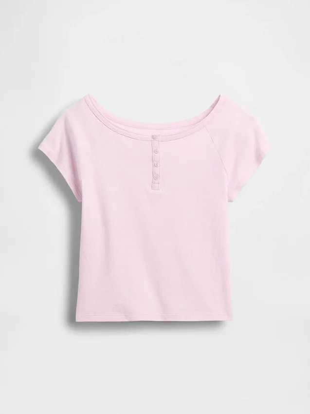 Dziecięcy T-shirt raglanowy typu Henley