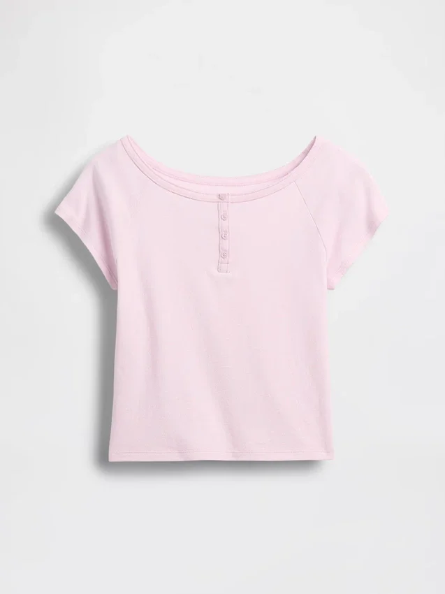 Dziecięcy T-shirt raglanowy typu Henley