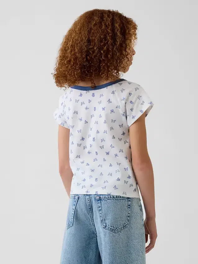 Dziecięcy T-shirt raglanowy typu Henley