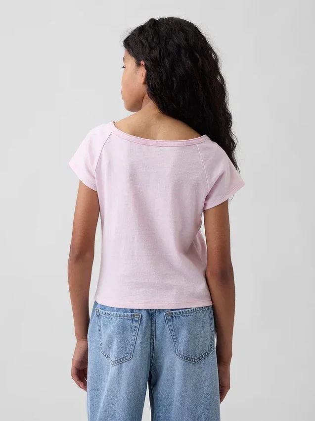 Dziecięcy T-shirt raglanowy typu Henley