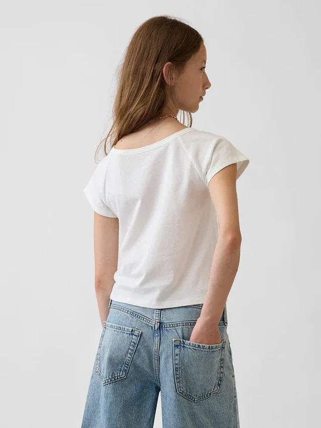 Dziecięcy T-shirt raglanowy typu Henley
