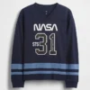 Dziecięcy T-shirt z dzianiny dżersejowej w luźnym kroju z motywem NASA