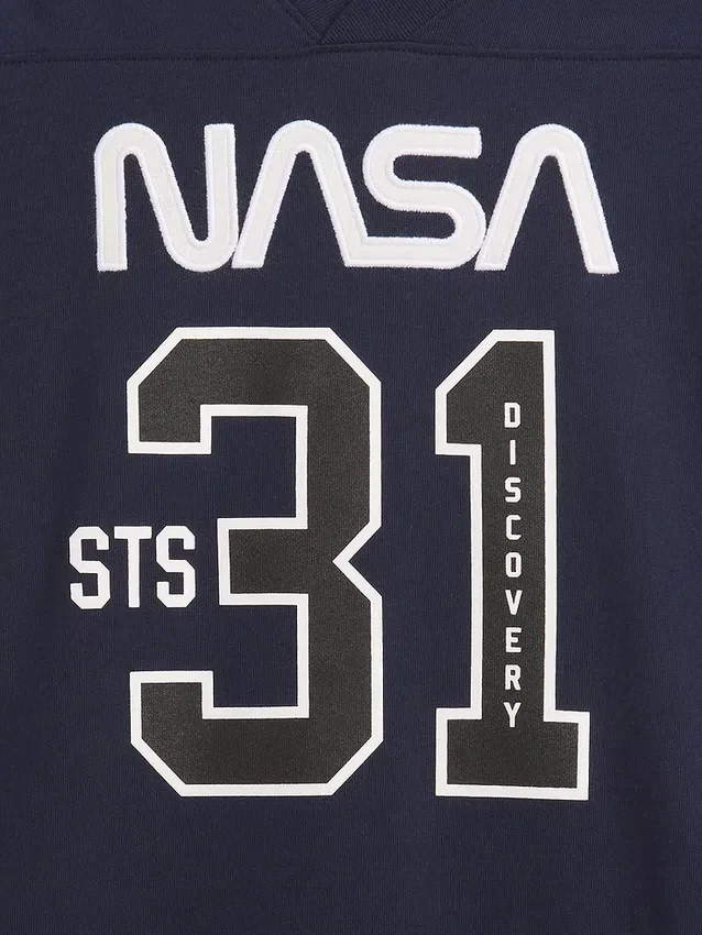 Dziecięcy T-shirt z dzianiny dżersejowej w luźnym kroju z motywem NASA