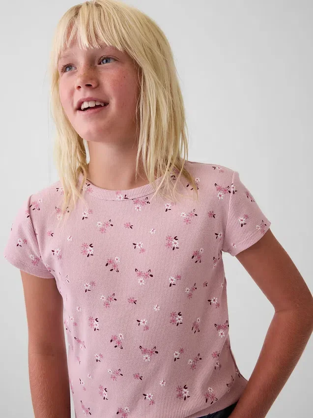 Dziecięcy T-shirt z dzianiny prążkowanej