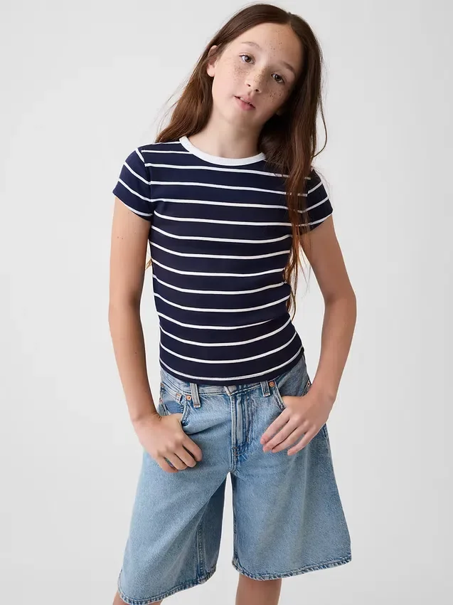 Dziecięcy T-shirt z dzianiny prążkowanej