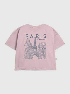 Dziecięcy T-shirt z grafiką „Paris Line Art”