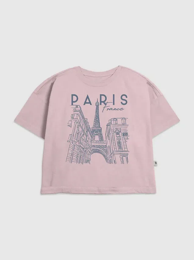 Dziecięcy T-shirt z grafiką „Paris Line Art”