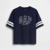 Dziecięcy T-shirt z grubej bawełny dżersejowej w oversize'owym kroju z logo na szwie