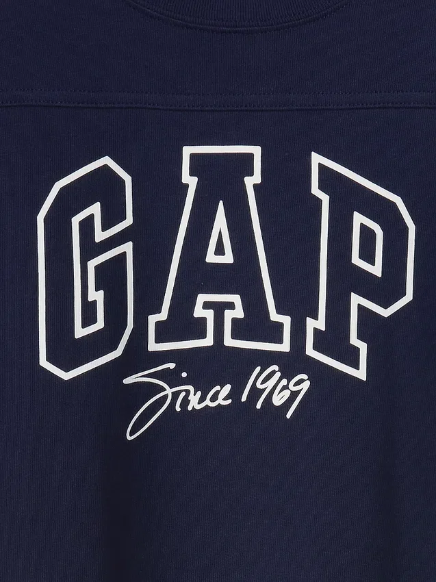 Dziecięcy T-shirt z grubej bawełny dżersejowej w oversize'owym kroju z logo na szwie