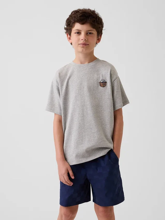 Dziecięcy T-shirt z grubej bawełny o luźnym kroju z Gap Logo