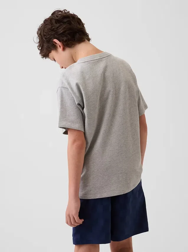Dziecięcy T-shirt z grubej bawełny o luźnym kroju z Gap Logo