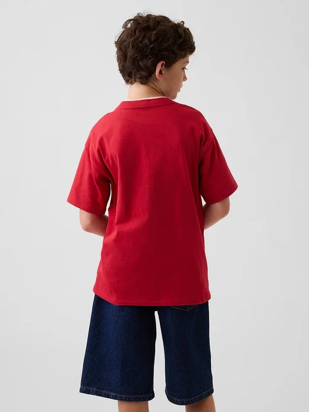 Dziecięcy T-shirt z grubej bawełny o luźnym kroju z Gap Logo