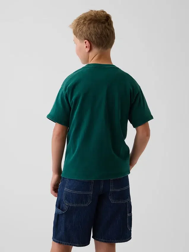 Dziecięcy T-shirt z grubej bawełny o luźnym kroju z Gap Logo
