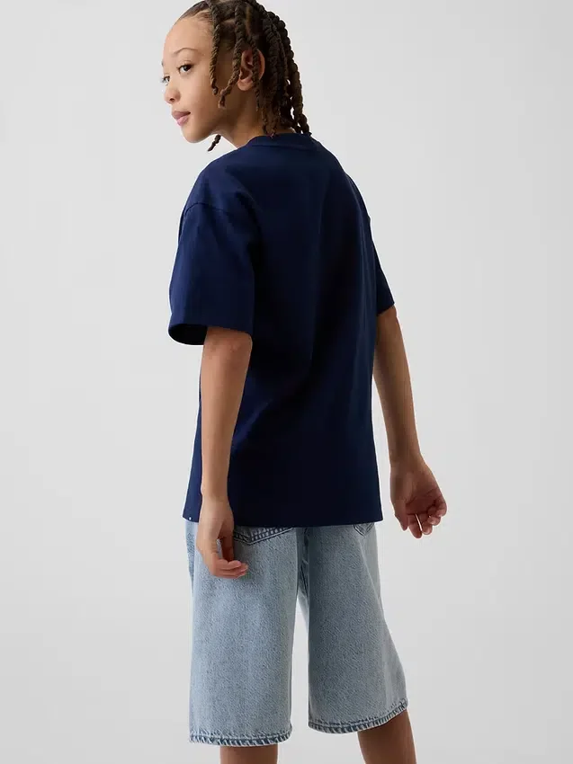 Dziecięcy T-shirt z grubej bawełny o luźnym kroju z Gap Logo