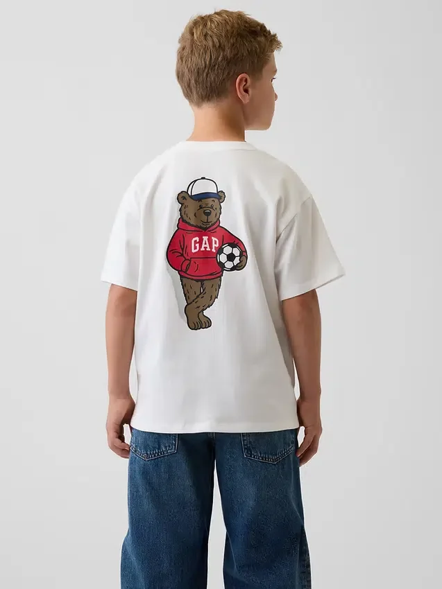 Dziecięcy T-shirt z grubej bawełny o luźnym kroju z Gap Logo
