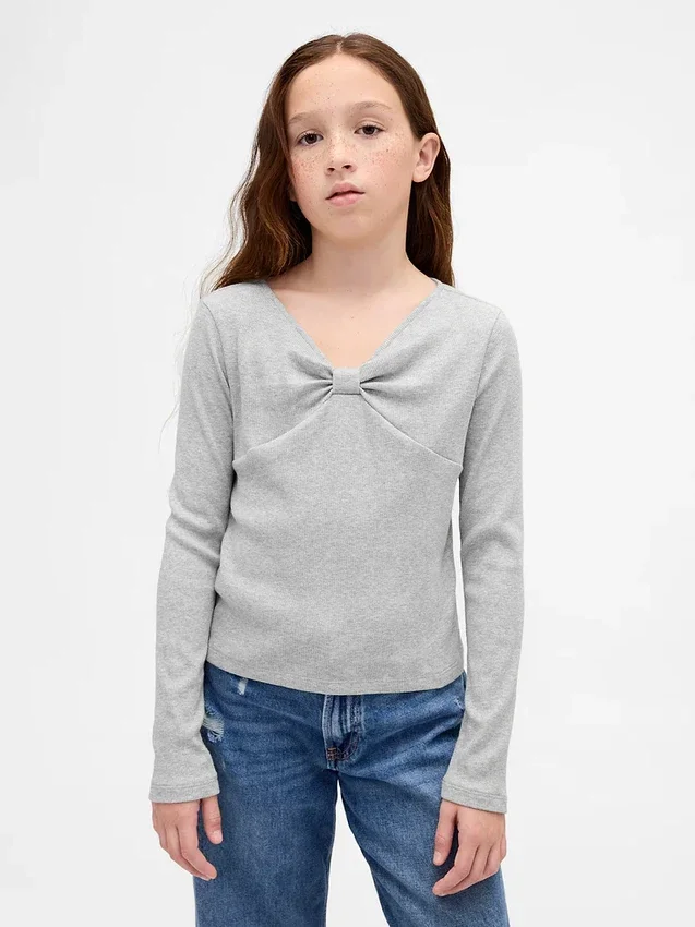 Dziecięcy T-shirt z kokardką przy szyi