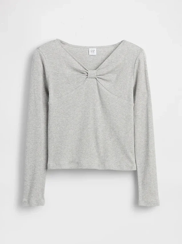 Dziecięcy T-shirt z kokardką przy szyi