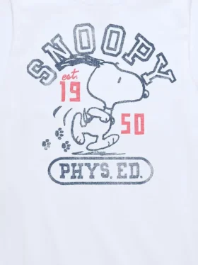Dziecięcy T-shirt z krótkim rękawem „Peanuts Snoopy Phys Ed”