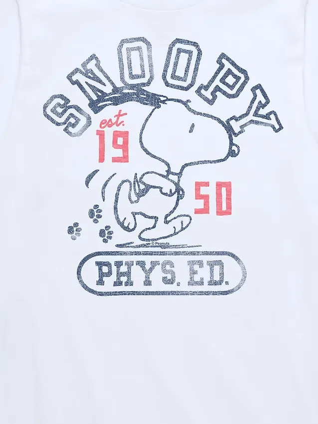 Dziecięcy T-shirt z krótkim rękawem „Peanuts Snoopy Phys Ed”