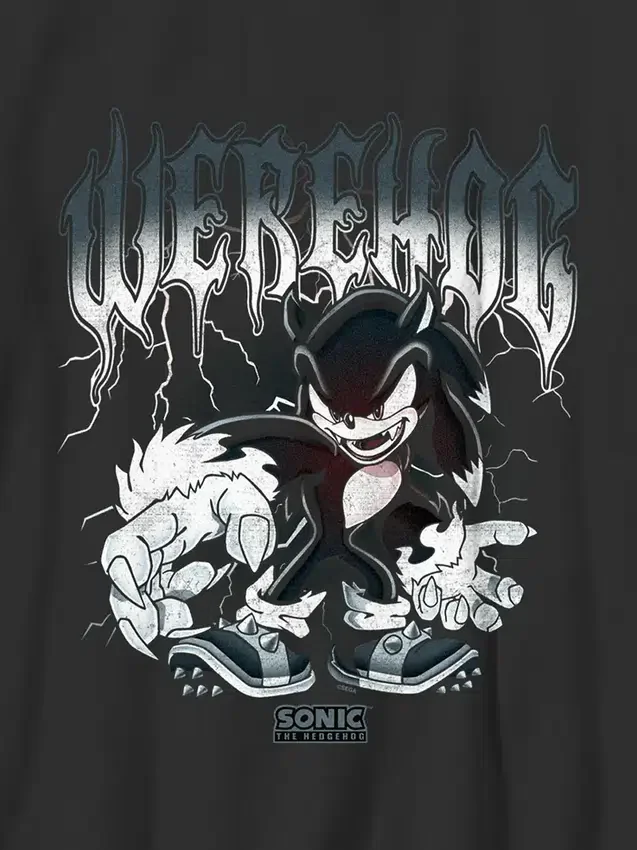 Dziecięcy T-shirt z metalicznym nadrukiem „Sonic the Hedgehog”