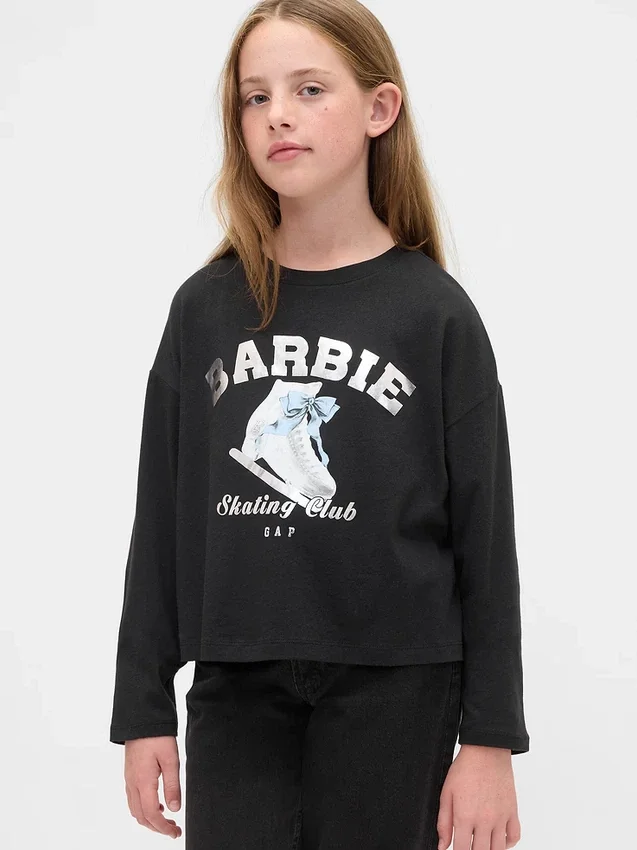 Dziecięcy T-shirt z nadrukiem Barbie w stylu oversize