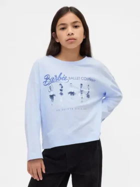 Dziecięcy T-shirt z nadrukiem Barbie w stylu oversize
