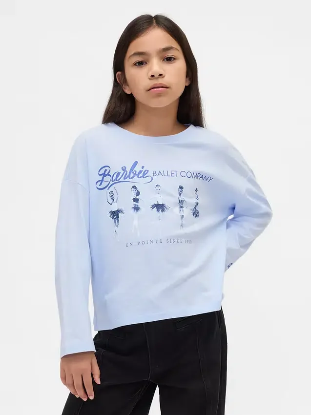 Dziecięcy T-shirt z nadrukiem Barbie w stylu oversize